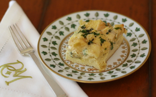 Leek and Brie Bread Pudding