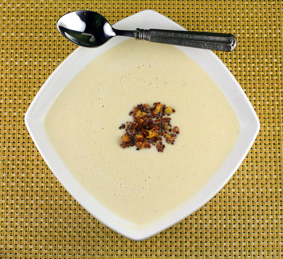 Cauliflower Cheese Soup with Curried Cauliflower Crumbs