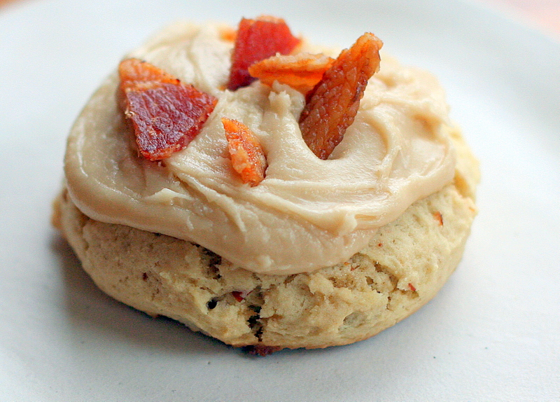 Buttermilk Bacon Cookies with Caramel Frosting