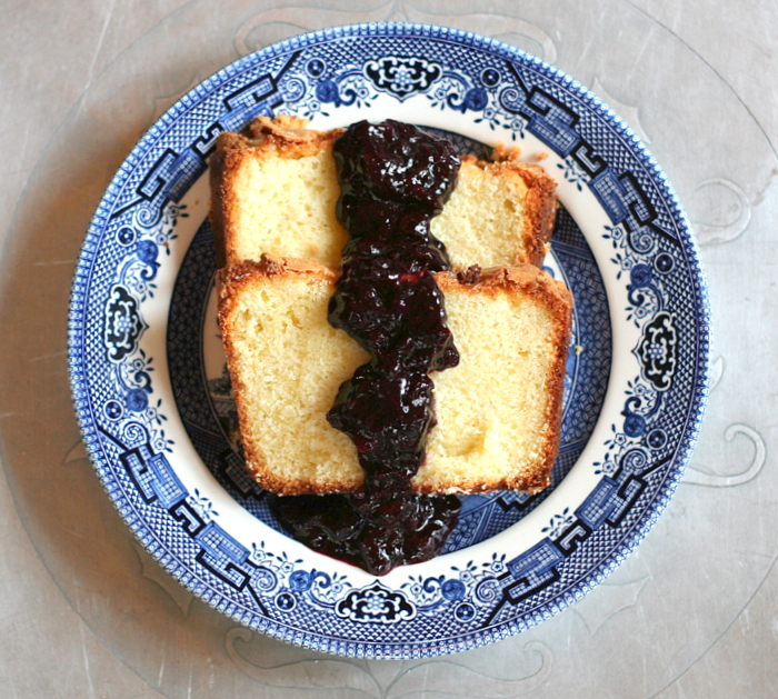 Sugar Cake with Blueberry Basil Compote