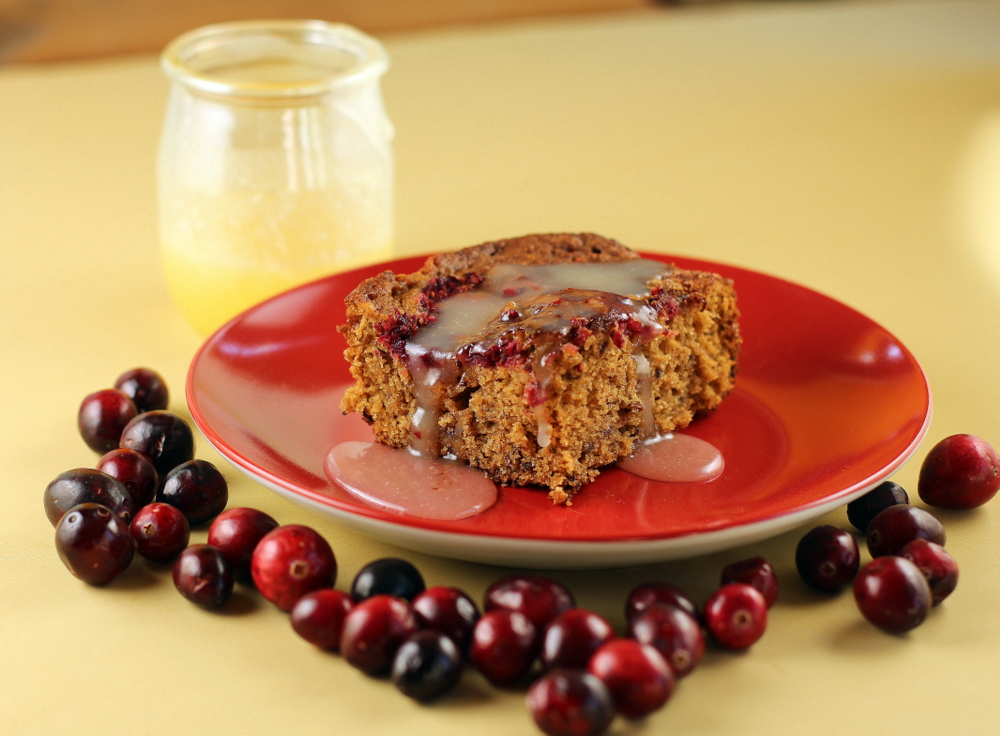 Cranberry Gingerbread Cake with Butter Sauce