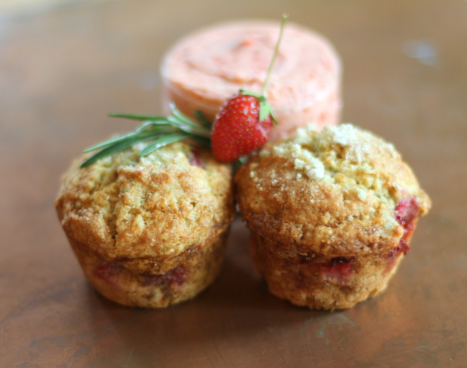 Strawberry Rosemary Muffins with Strawberry Rosemary Butter