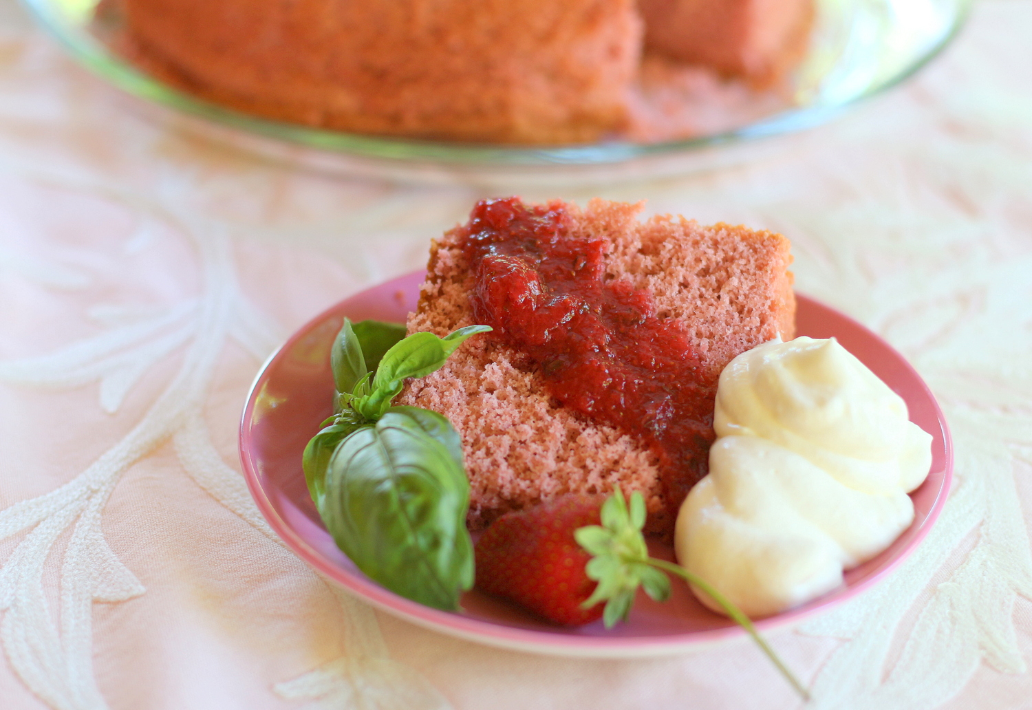 IMG_1559 Strawberry Basil Chiffon Cake with Strawberry Basil Sauce