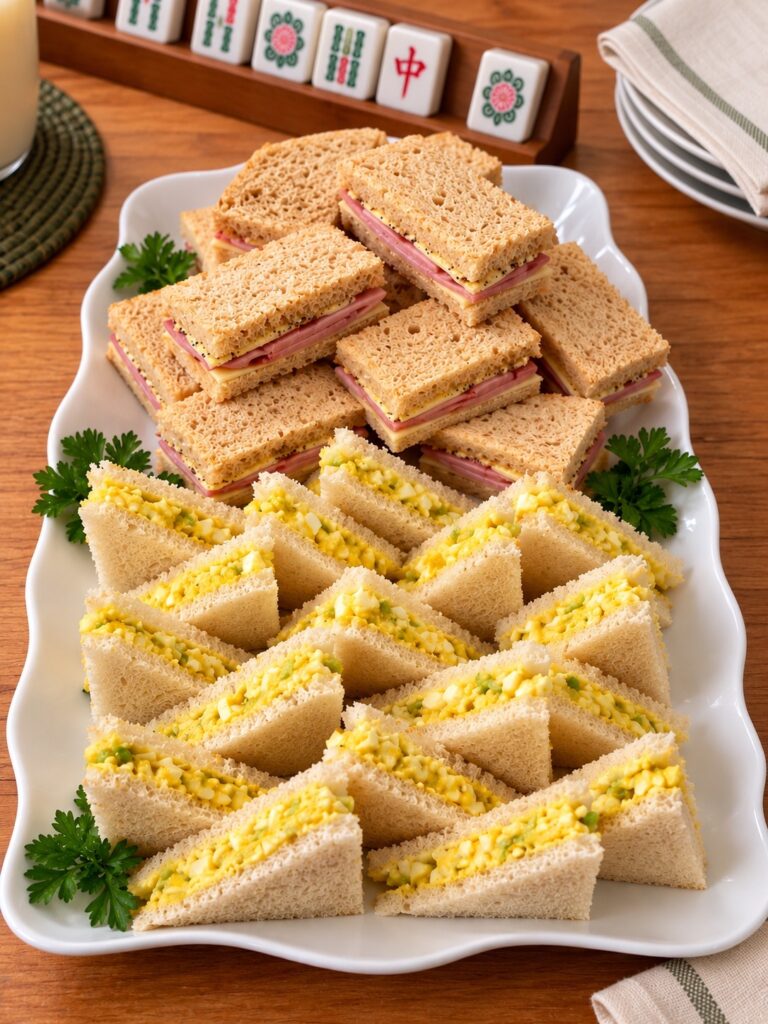 Image-148-768x1024 Three Tea Sandwiches for Mahjong and More (Curried Egg Salad, Peppered Ham and Cheddar, Turkey, Brie and Apple)